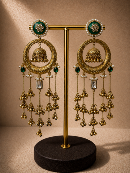 Auraya Emerald Jhanvi Statement Earrings